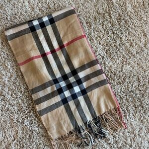 Burberry Fringed Cashmere-Blend Scarf